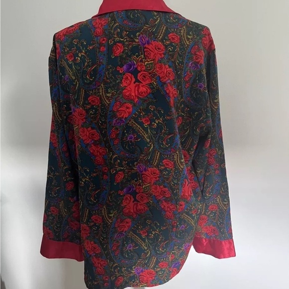 VTG Victoria's Secret Gold Label Shiny PJ Top Blouse Blazer Large *C2 - Picture 1 of 2